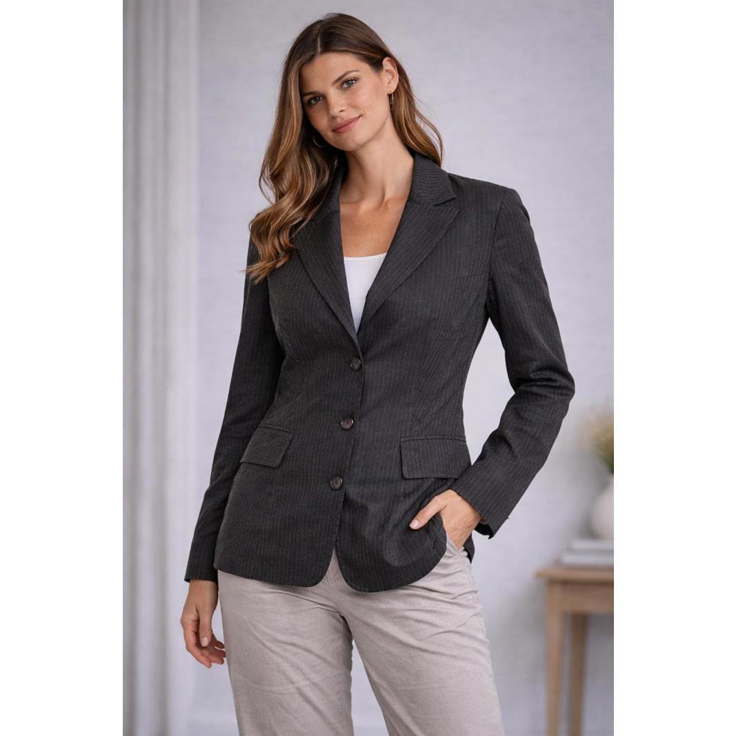 Heide Ost Pinstripe Blazer Linen Blend Xl
